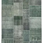 Patchwork Gri Pamuk Üzerine Yün El Dokuma Kilim-171x243