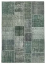 Patchwork Gri Pamuk Üzerine Yün El Dokuma Kilim-171x243