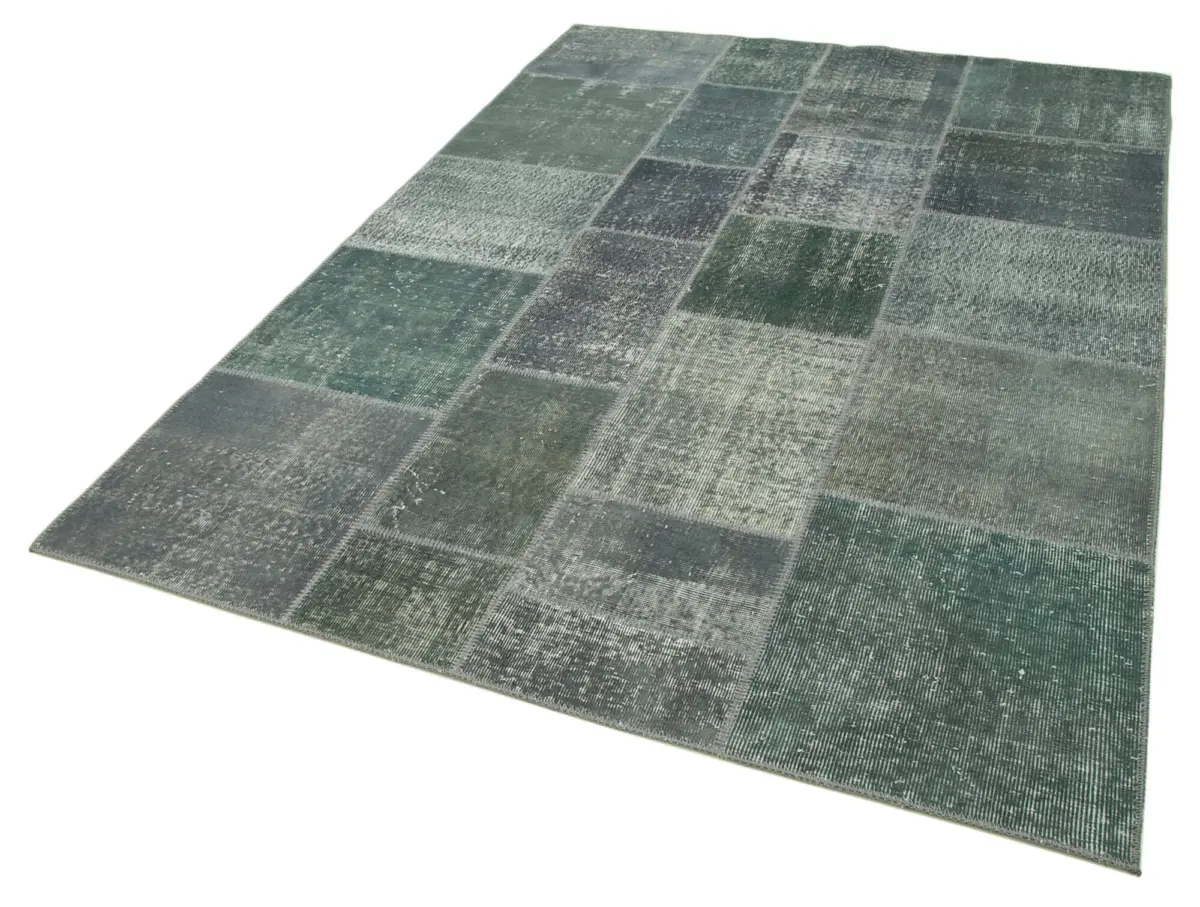 Patchwork Gri Pamuk Üzerine Yün El Dokuma Kilim-171x243 - Görsel 3