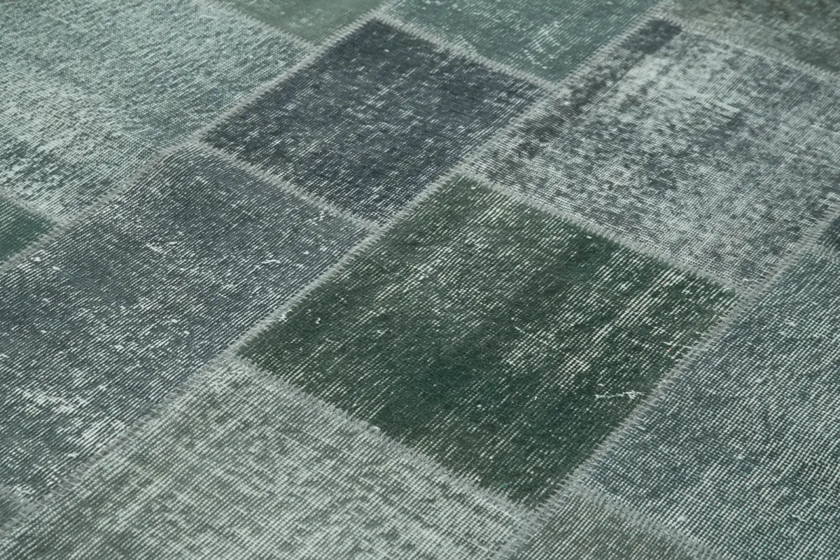 Patchwork Gri Pamuk Üzerine Yün El Dokuma Kilim-171x243 - Görsel 5