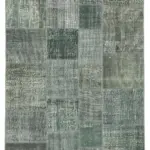 Patchwork Gri Pamuk Üzerine Yün El Dokuma Kilim-171x239