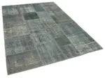 Patchwork Gri Pamuk Üzerine Yün El Dokuma Kilim-171x239 - Görsel 2