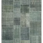 Patchwork Gri Pamuk Üzerine Yün El Dokuma Kilim-171x243