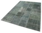 Patchwork Gri Pamuk Üzerine Yün El Dokuma Kilim-171x243 - Görsel 3