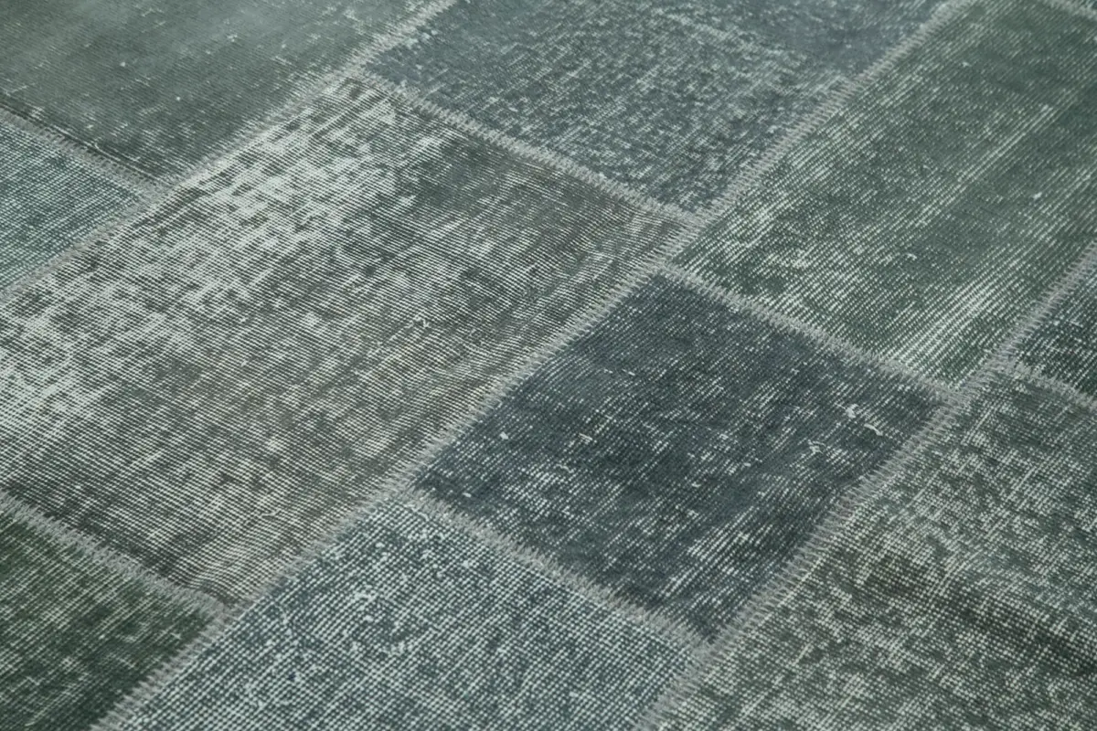 Patchwork Gri Pamuk Üzerine Yün El Dokuma Kilim-171x243 - Görsel 5