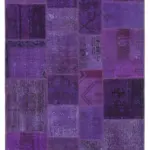 Patchwork Mor Pamuk Üzerine Yün El Dokuma Kilim-171x239