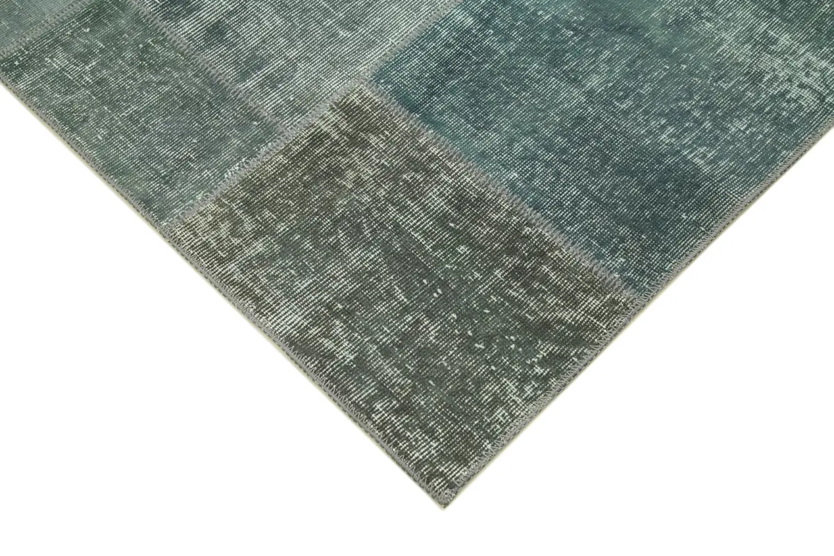Patchwork Gri Pamuk Üzerine Yün El Dokuma Kilim-170x240 - Görsel 4