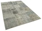 Patchwork Gri Pamuk Üzerine Yün El Dokuma Kilim-170x240 - Görsel 2