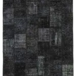 Patchwork Siyah Pamuk Üzerine Yün El Dokuma Kilim-172x242