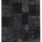 Patchwork Siyah Pamuk Üzerine Yün El Dokuma Kilim-172x243