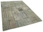 Patchwork Gri Pamuk Üzerine Yün El Dokuma Kilim-176x246 - Görsel 2