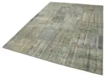 Patchwork Gri Pamuk Üzerine Yün El Dokuma Kilim-176x246 - Görsel 3