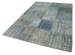 Patchwork Mavi Pamuk Üzerine Yün El Dokuma Kilim-176x247 - Görsel 3
