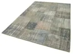 Patchwork Gri Pamuk Üzerine Yün El Dokuma Kilim-176x249 - Görsel 3
