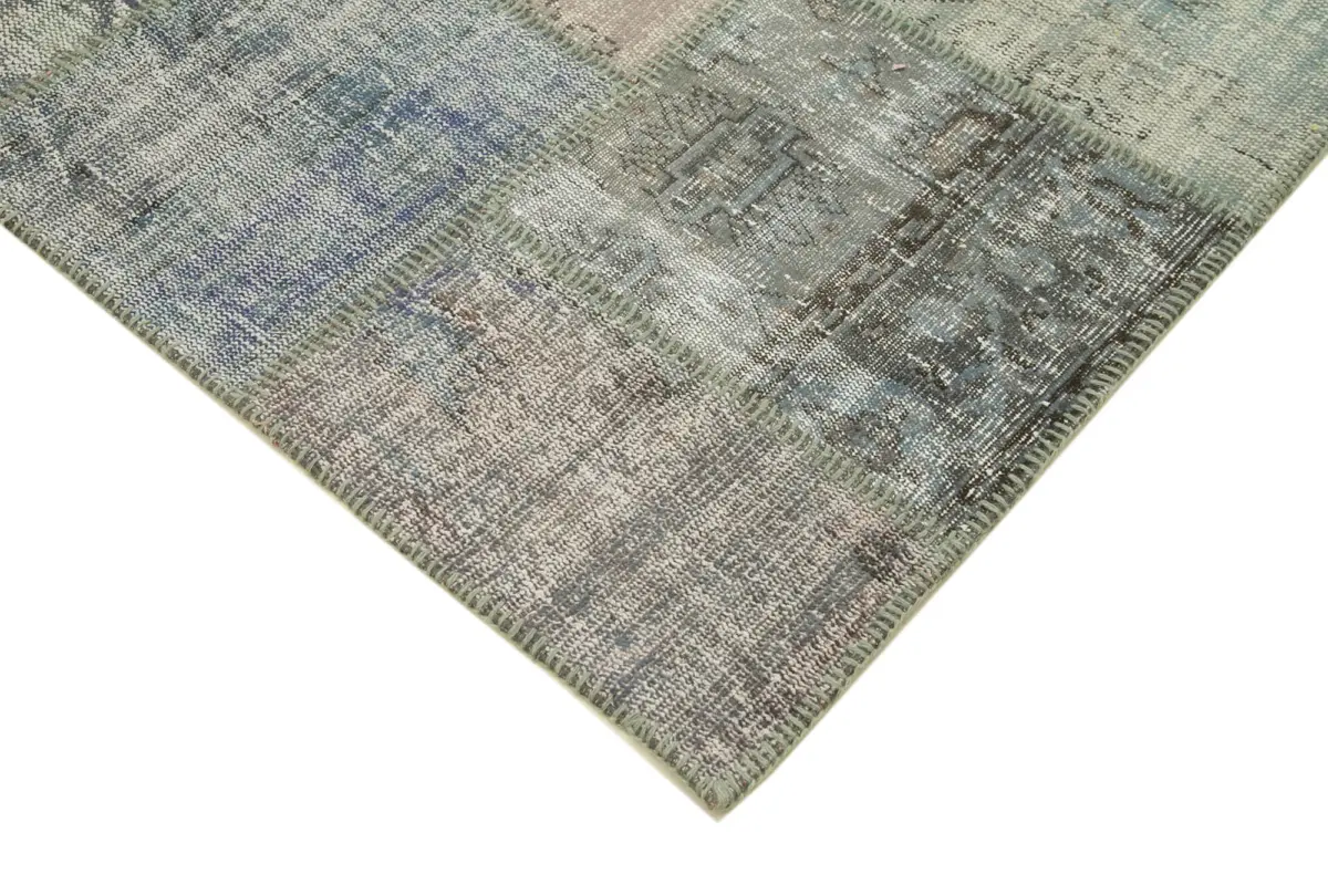 Patchwork Gri Pamuk Üzerine Yün El Dokuma Kilim-176x249 - Görsel 4