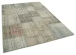 Patchwork Gri Pamuk Üzerine Yün El Dokuma Kilim-176x243 - Görsel 2