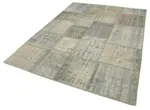 Patchwork Gri Pamuk Üzerine Yün El Dokuma Kilim-176x243 - Görsel 3