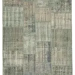 Patchwork Gri Pamuk Üzerine Yün El Dokuma Kilim-175x245