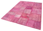 Patchwork Pembe Pamuk Üzerine Yün El Dokuma Kilim-176x242 - Görsel 3