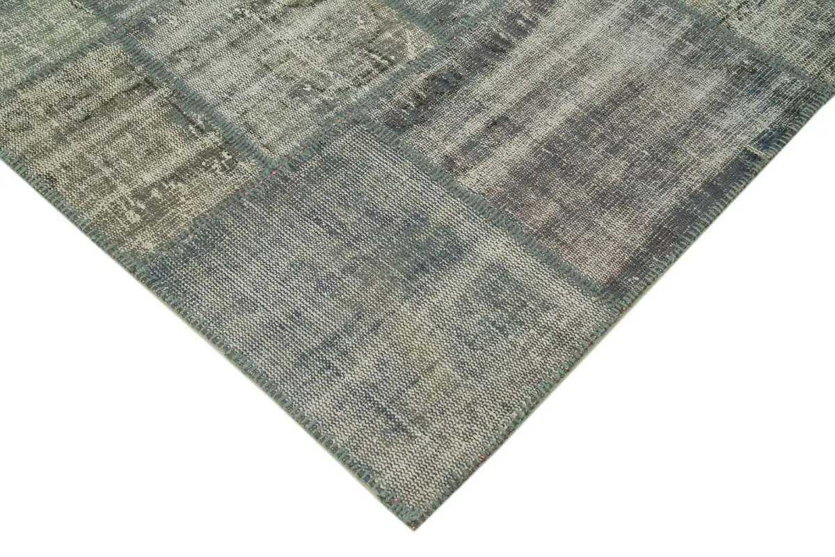 Patchwork Gri Pamuk Üzerine Yün El Dokuma Kilim-177x247 - Görsel 4
