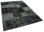 Patchwork Siyah Pamuk Üzerine Yün El Dokuma Kilim-170x238 - Görsel 2