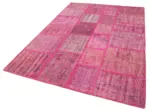 Patchwork Pembe Pamuk Üzerine Yün El Dokuma Kilim-174x247 - Görsel 3