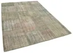 Patchwork Gri Pamuk Üzerine Yün El Dokuma Kilim-176x243 - Görsel 2