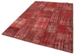 Patchwork Kırmızı Pamuk Üzerine Yün El Dokuma Kilim-180x245 - Görsel 3