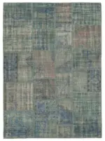 Patchwork Mavi Pamuk Üzerine Yün El Dokuma Kilim-176x244