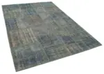 Patchwork Mavi Pamuk Üzerine Yün El Dokuma Kilim-176x244 - Görsel 2