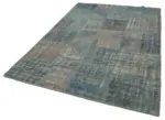 Patchwork Mavi Pamuk Üzerine Yün El Dokuma Kilim-176x244 - Görsel 3