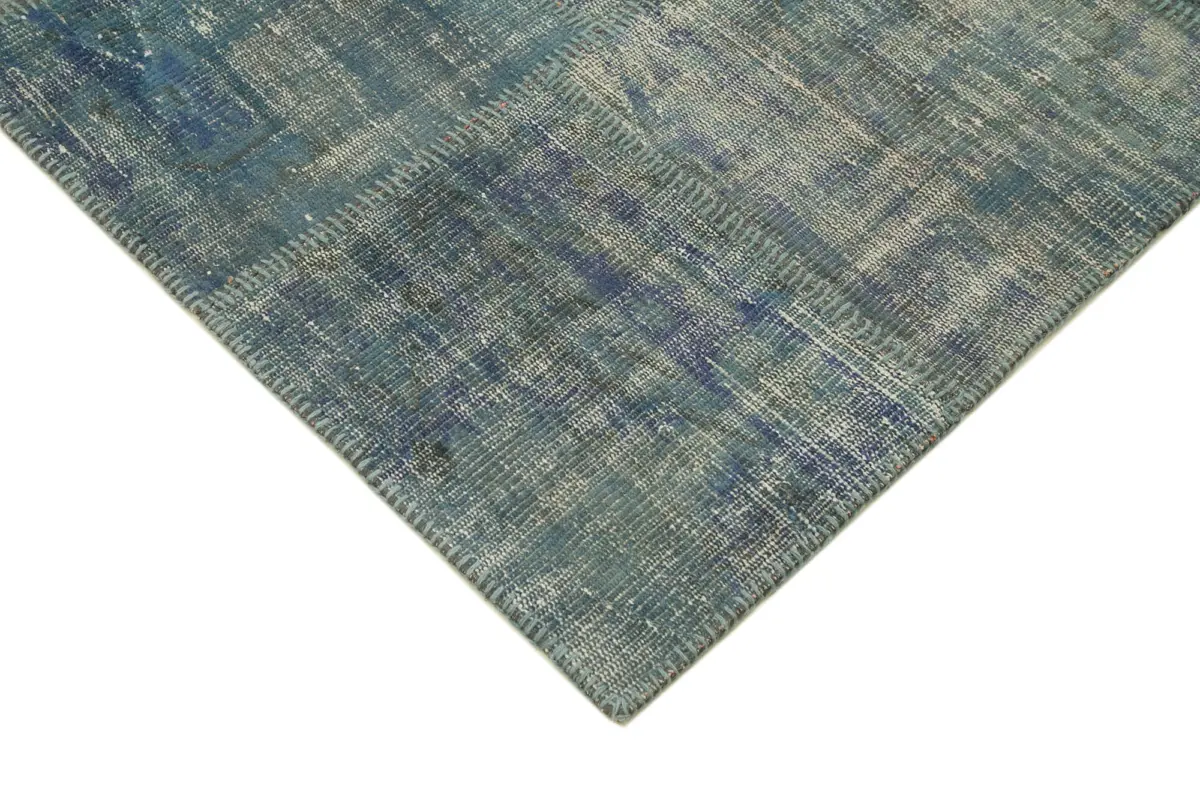 Patchwork Mavi Pamuk Üzerine Yün El Dokuma Kilim-176x244 - Görsel 4
