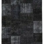Patchwork Siyah Pamuk Üzerine Yün El Dokuma Kilim-165x243