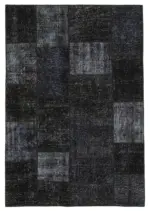 Patchwork Siyah Pamuk Üzerine Yün El Dokuma Kilim-165x243