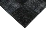 Patchwork Siyah Pamuk Üzerine Yün El Dokuma Kilim-172x241 - Görsel 4
