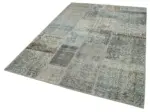 Patchwork Gri Pamuk Üzerine Yün El Dokuma Kilim-170x240 - Görsel 3