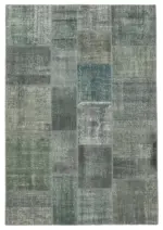 Patchwork Gri Pamuk Üzerine Yün El Dokuma Kilim-170x242