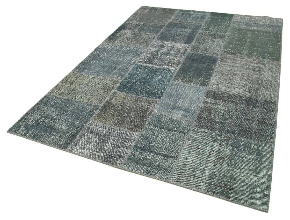 Patchwork Gri Pamuk Üzerine Yün El Dokuma Kilim-170x242 - Görsel 3