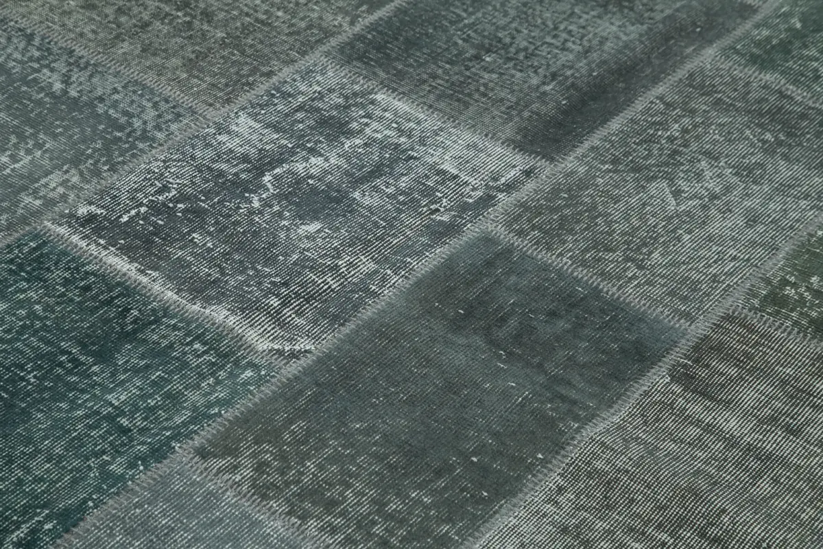 Patchwork Gri Pamuk Üzerine Yün El Dokuma Kilim-170x242 - Görsel 5