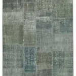 Patchwork Gri Pamuk Üzerine Yün El Dokuma Kilim-171x239