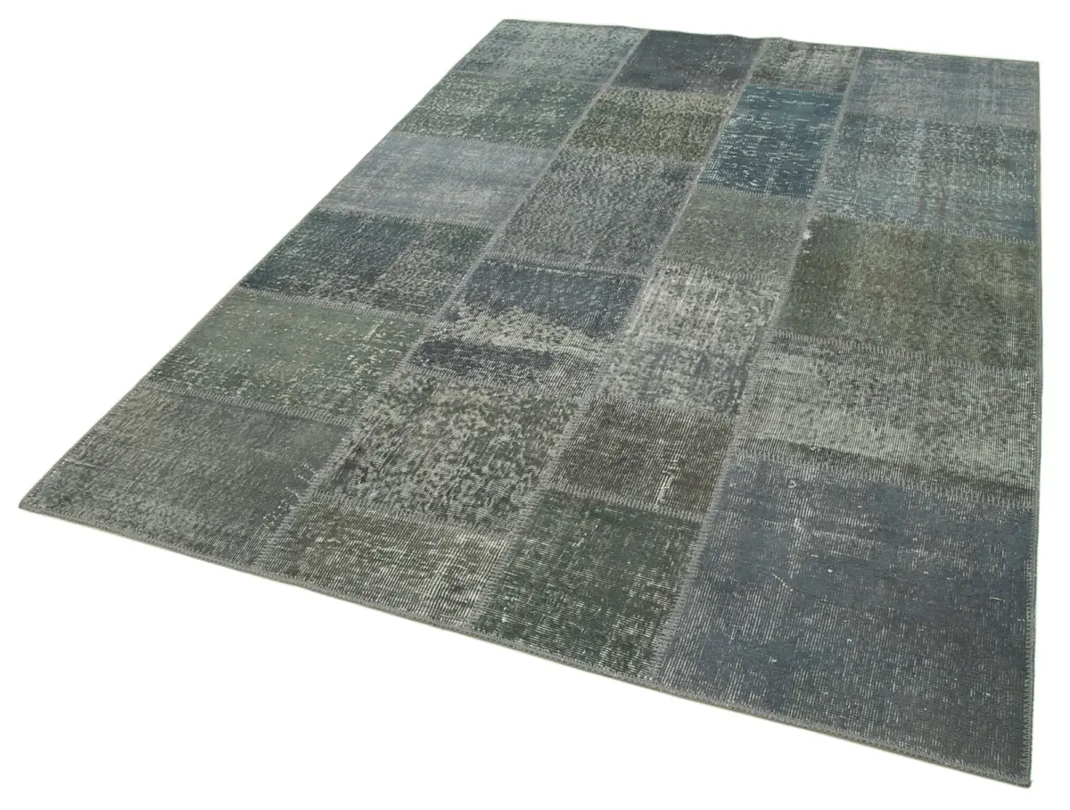 Patchwork Gri Pamuk Üzerine Yün El Dokuma Kilim-171x239 - Görsel 3