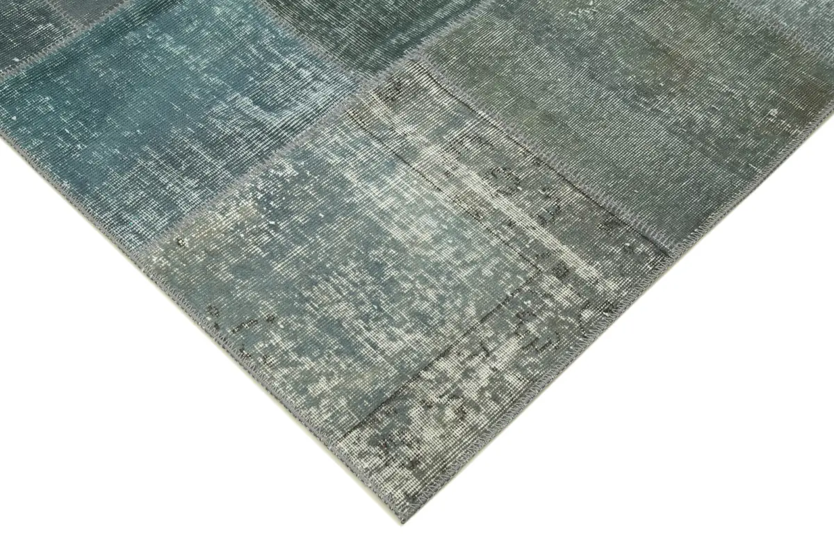 Patchwork Gri Pamuk Üzerine Yün El Dokuma Kilim-171x242 - Görsel 4