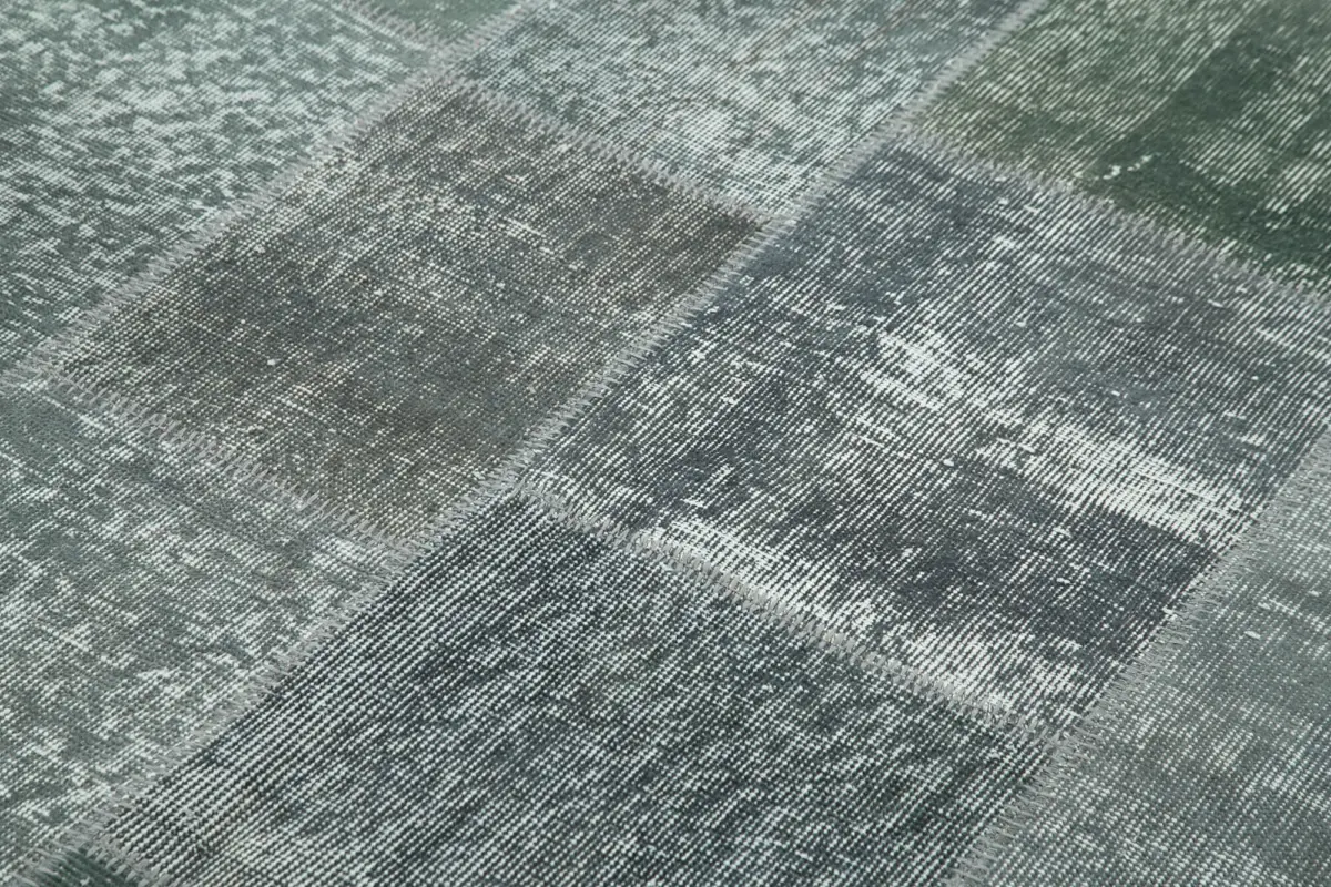 Patchwork Gri Pamuk Üzerine Yün El Dokuma Kilim-171x242 - Görsel 5