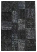 Patchwork Siyah Pamuk Üzerine Yün El Dokuma Kilim-171x247