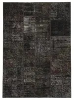 Patchwork Kahverengi Pamuk Üzerine Yün El Dokuma Kilim-171x237