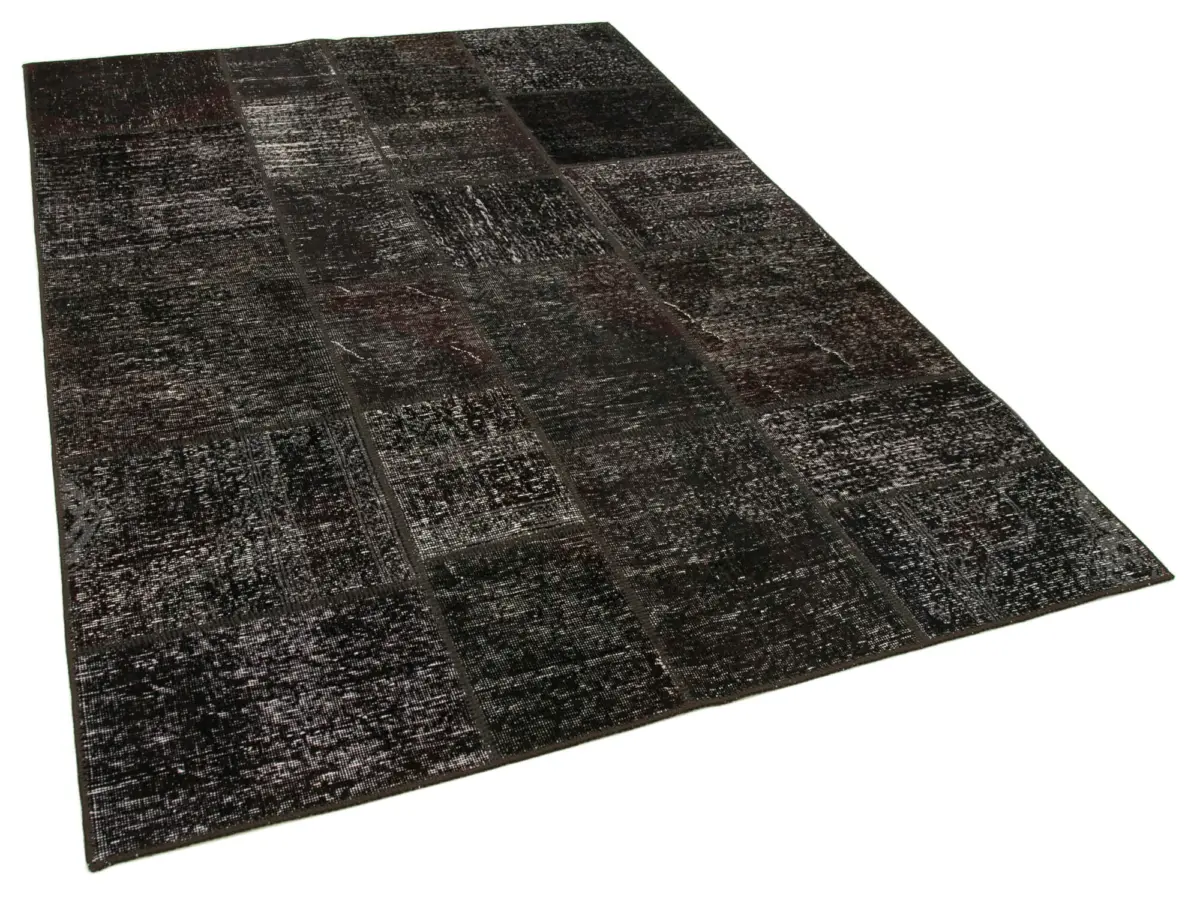 Patchwork Kahverengi Pamuk Üzerine Yün El Dokuma Kilim-171x237 - Görsel 2