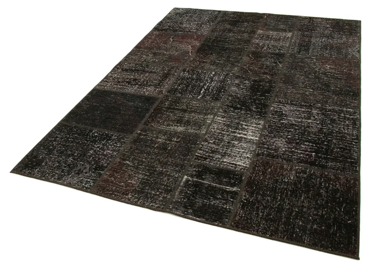 Patchwork Kahverengi Pamuk Üzerine Yün El Dokuma Kilim-171x237 - Görsel 3
