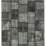 Patchwork Siyah Pamuk Üzerine Yün El Dokuma Kilim-180x250