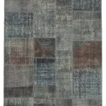 Patchwork Gri Pamuk Üzerine Yün El Dokuma Kilim-171x243