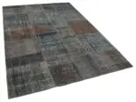Patchwork Gri Pamuk Üzerine Yün El Dokuma Kilim-171x243 - Görsel 2